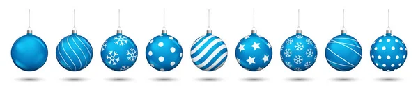 Bolas Natal Azul Decoração Isolada Fundo Branco — Vetor de Stock