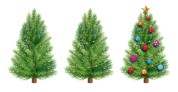 Χριστουγεννιάτικο Δέντρο Απομονωμένο Λευκό Φόντο — Διανυσματικό Αρχείο