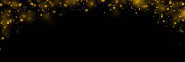 Altın parıldayan yıldızlar, toz ve bokeh arka plan. Soyut noel ışıltısı ışık dokusu.