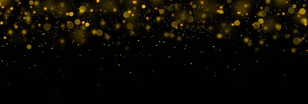 金色の輝く星の塵とボケの背景 要旨クリスマスグローライトテクスチャ — ストック写真