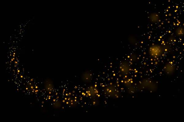 Gold Glittering Stars Dust Bokeh Background Abstract Christmas Glow Light — Stock Photo, Image