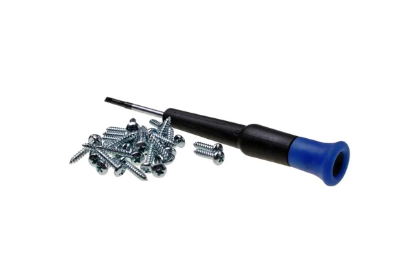 Screwdriver with screws — Stock Photo, Image