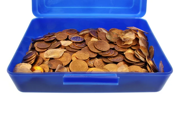 Money pennies and fortunately carp scales — Stock Photo, Image