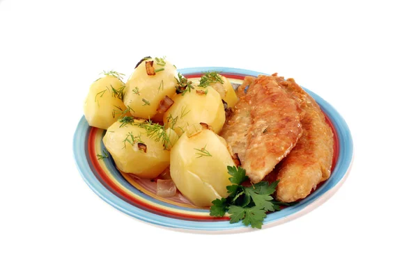 Batatas com peixe — Fotografia de Stock