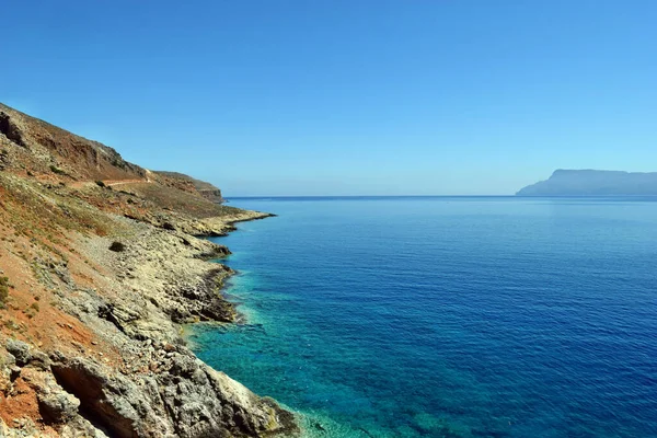 Pohled Úžasnou Scenérii Pobřeží Balos Pláží Tyrkysového Moře Ostrově Kréta — Stock fotografie