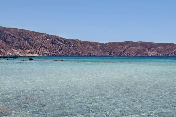 Вигляд Тропічний Пляж Дивовижною Бірюзовою Водою Елафонісі Крит — стокове фото