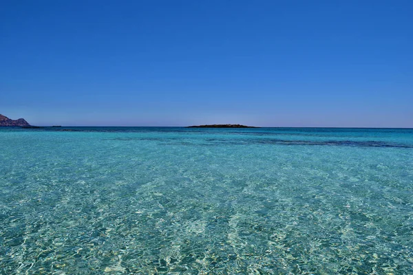 Kilátás Trópusi Strandra Egy Csodálatos Türkiz Víz Elafonisi Kréta — Stock Fotó