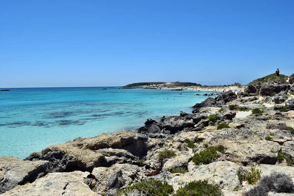 Παραλία Ελαφονήσι Κρήτη Ιουνίου 2021 Θέα Στην Τροπική Παραλία Υπέροχα — Φωτογραφία Αρχείου