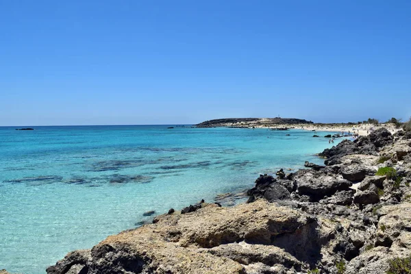 Παραλία Ελαφονήσι Κρήτη Ιουνίου 2021 Θέα Στην Τροπική Παραλία Υπέροχα — Φωτογραφία Αρχείου