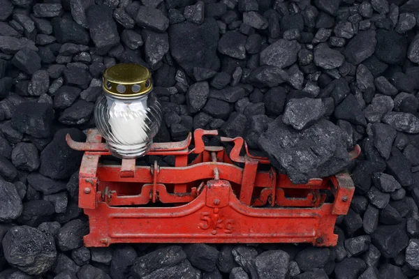 Graveyard Candle Coal Weight Concept Fatal Accident Mine — Stock Photo, Image