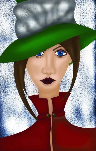 Ragazza con cappello verde — Foto Stock