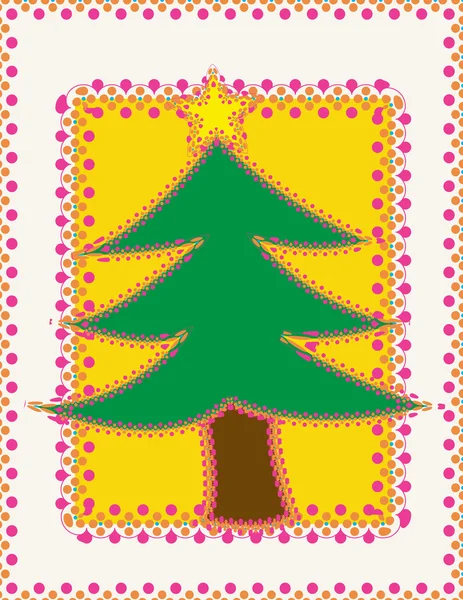 Illustration des Weihnachtsbaums mit zartem rosa Spitzenrand Stil und orange — Stockfoto