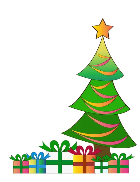 Weihnachtsbäume mit Geschenken — Stockvektor