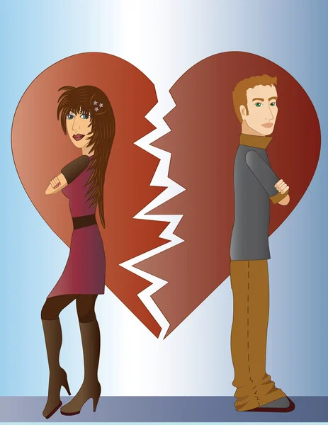 Paar mit gebrochenem Herzen — Stockvektor