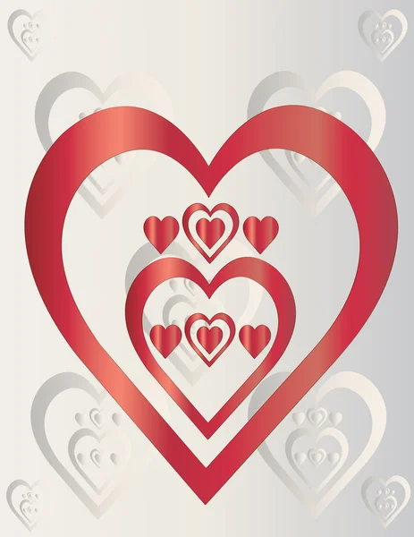 Röda hjärtan på grå bakgrund — Stock vektor