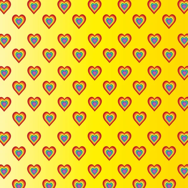 Corazones coloridos sobre fondo amarillo —  Fotos de Stock