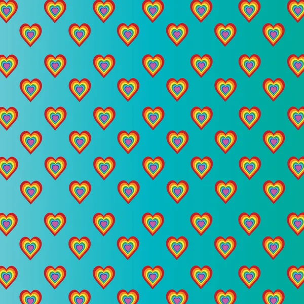 Barevné srdce na tyrkysové pozadí — Stock fotografie