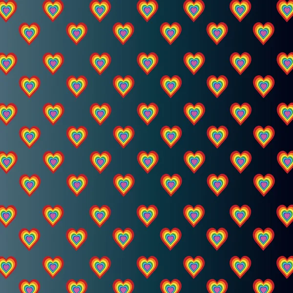 Colored hearts in dark gray gradient background — Stock Photo, Image