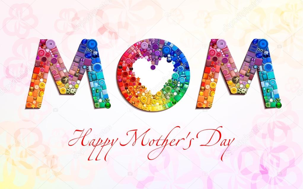 Happy Mother's Day Typographical Background On Blackboard With buttons