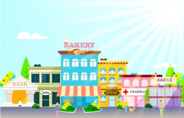 Small town with small and medium business. clipart