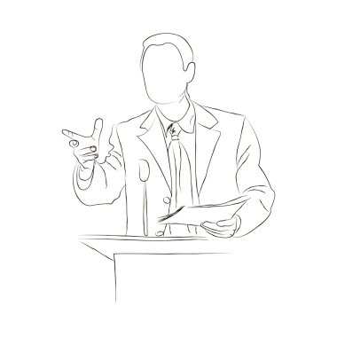 Doodle mówca. szkic.