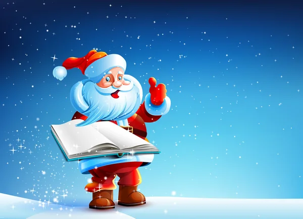 Santa con libro — Vettoriale Stock