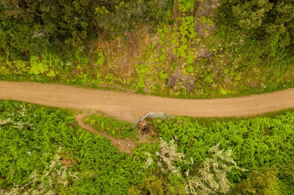 Drone Photographie Route Terre Montagne Pendant Journée Été — Photo