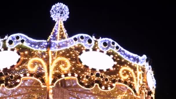 Holiday Carousel Decorated Garlands — Stock Video