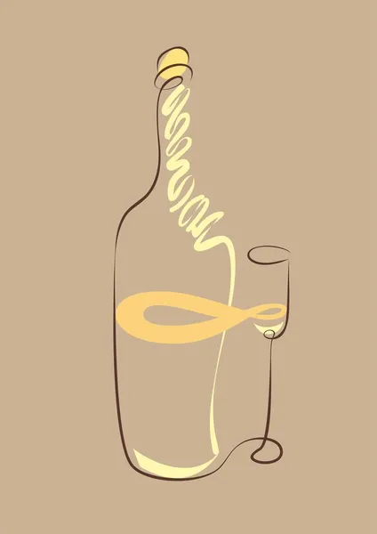 一瓶白葡萄酒和一杯白葡萄酒 — 图库照片