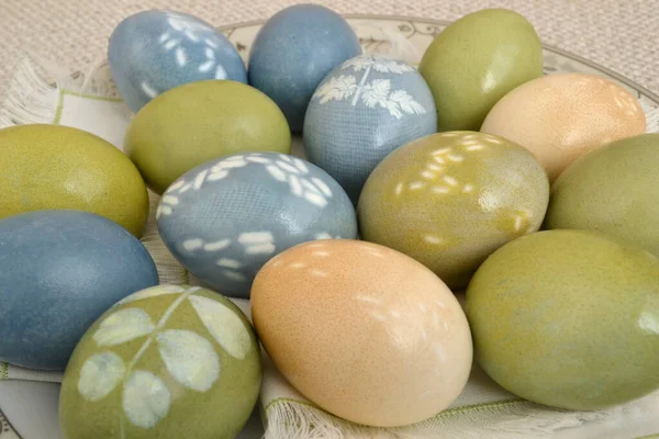 Великодні Яйця Красивим Екологічно Чистим Візерунком — стокове фото
