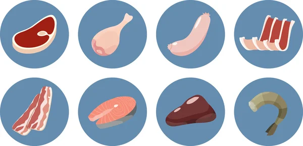 Meat icon set — Stock Vector