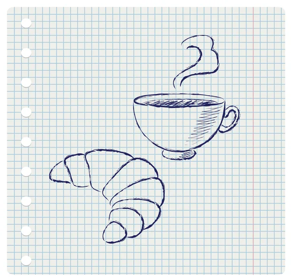 Koffie en croissant — Stockvector