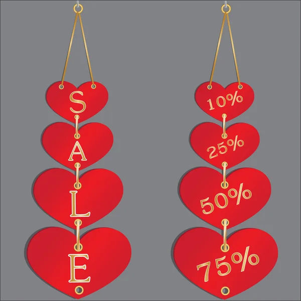 Sale discount in hearts — Stock Vector