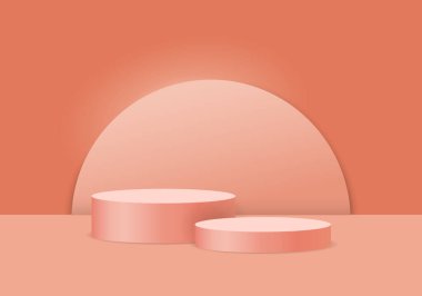 3d arkaplan ürünleri turuncu küre arka plan beyaz ışığın sahneye yansıdığı dairesel bir şekildir. Güneş gibi. Ürünlerin değerini arttırmak için.