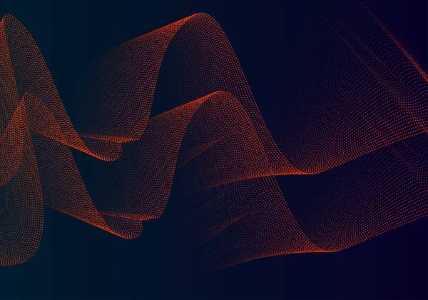 抽象粒子与多层橙色点从深色到浅色重叠 在像多层信号这样的梯度背景上的波浪中 — 图库矢量图片