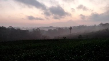 Gün doğumu zamanı Köyün kıyısındaki güzel vadi