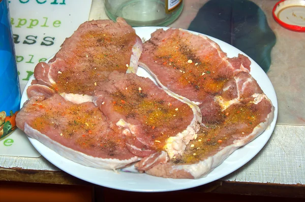 Put chops of loin pork — Stock Photo, Image