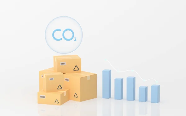 Koolstofuitstoot Logistiek Rendering Digitale Computertekening — Stockfoto