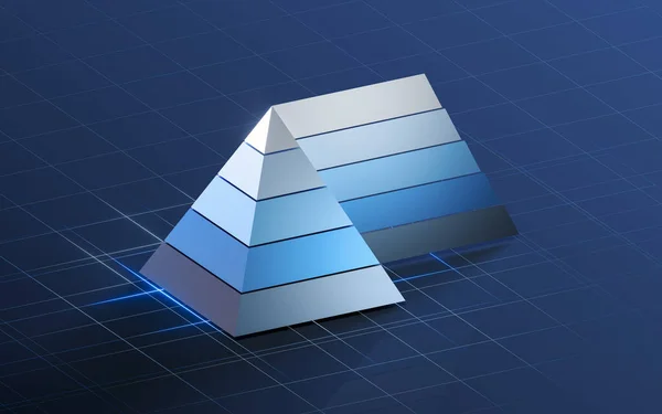 Pyramidi Grafiikka Data Analyysi Renderöinti Tietokoneen Digitaalinen Piirustus — kuvapankkivalokuva