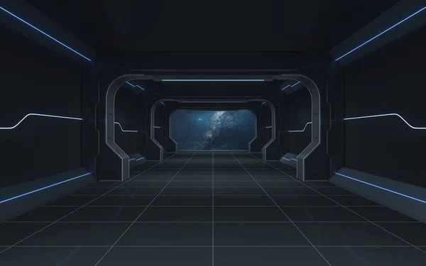 Túnel Del Futuro Sala Futurista Representación Dibujo Digital Informático — Foto de Stock