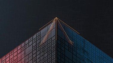 Devre çizgileri, bilim ve teknoloji küpü, 3 boyutlu görüntüleme.