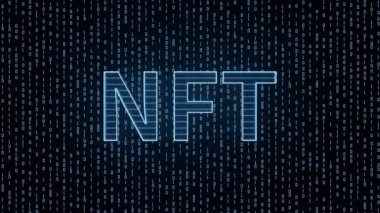 Koyu arkaplan, 3D görüntüleme ile NFT karşılanamayan jetonlar kavramı.