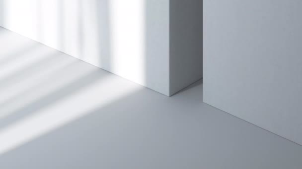白色空房间里光线和阴影的变化 3D渲染 — 图库视频影像