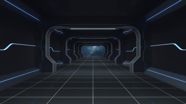 Túnel Futurista Sala Vazia Renderização — Vídeo de Stock