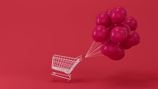 Shopping Cart Balloon Rendering — Stock Video