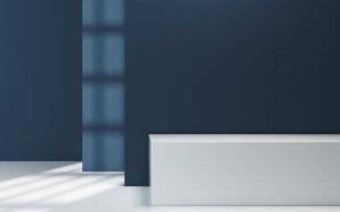 Boş bir odada ışık ve gölge, üç boyutlu görüntüleme. Bilgisayar dijital çizimi.