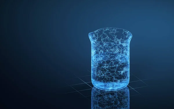 ビーカーと青の輝線 3Dレンダリング コンピュータ デジタル ドローイング — ストック写真
