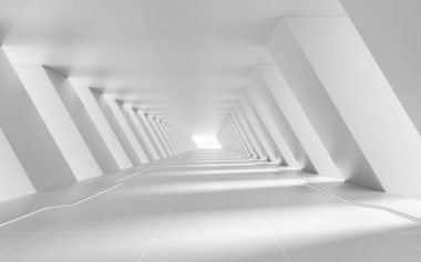 Beyaz boş tünel, 3D görüntüleme. Bilgisayar dijital çizimi.