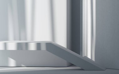 Boş oda ve sahne, 3D görüntüleme. Bilgisayar dijital çizimi.