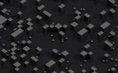 Küpler ve soyut geometriler, üç boyutlu görüntüleme. Bilgisayar dijital çizimi.